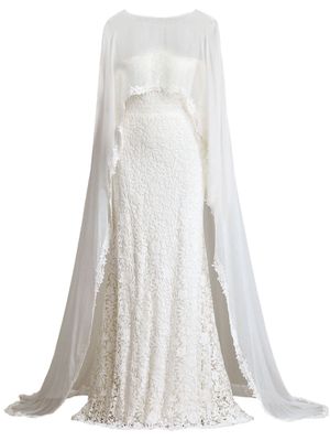 Tadashi Shoji Sassel layered lace gown - White