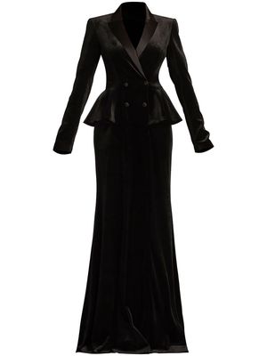 Tadashi Shoji tuxedo-style velvet gown - Black