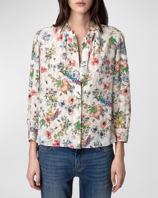 Tadeo Crepe de Chine Twisted Garden Blouse