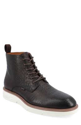 TAFT 365 Croc Embossed Leather Boot in Chocolate