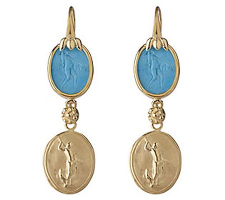 Tagliamonte 18K Gold Plated Sterling  Cameo Dro p Earrings