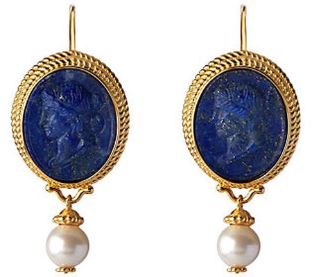Tagliamonte 18K Gold Plated Sterling Lapis Came o Earrings