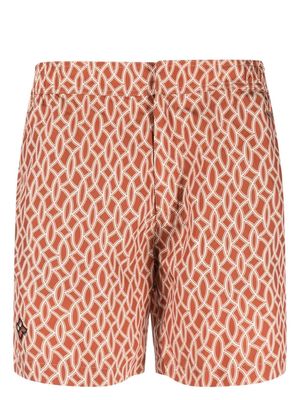 Tagliatore abstract-pattern swim shorts - Orange