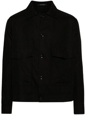 Tagliatore Amir linen shirt jacket - Black