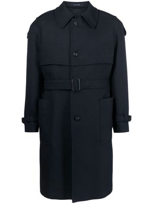 Tagliatore belted virgin-wool trench coat - Blue