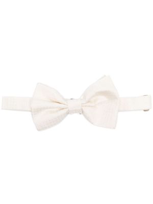 Tagliatore bow-detailing silk tie - Neutrals
