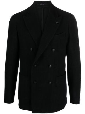Tagliatore brooch-detail double-brasted blazer - Black