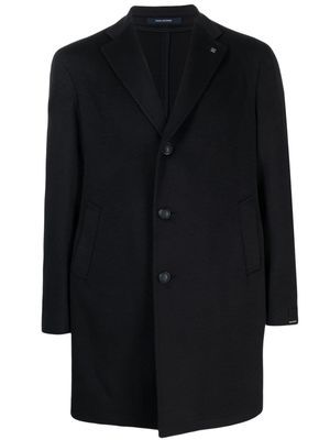 Tagliatore brooch-detail single-breasted cashmere coat - Blue