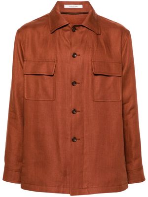 Tagliatore button-down linen shirt jacket - Orange