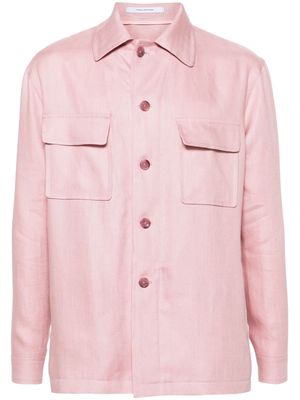 Tagliatore button-down linen shirt jacket - Pink