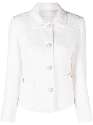 Tagliatore button-up bouclé jacket - White