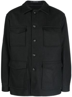 Tagliatore button-up knitted shirt jacket - Black