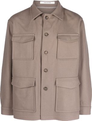Tagliatore button-up knitted shirt jacket - Grey
