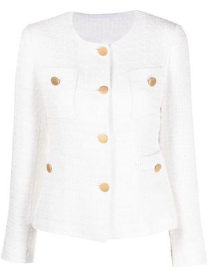 Tagliatore button-up tweed jacket - White