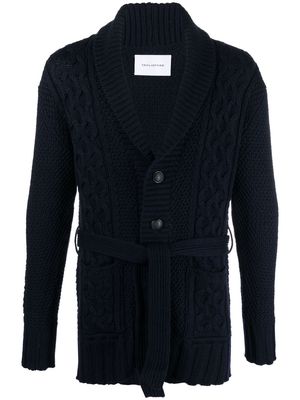 Tagliatore cable-knit belted cardigan - Blue