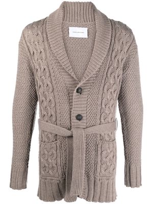 Tagliatore cable-knit belted cardigan - Brown