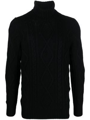 Tagliatore cable-knit roll-neck jumper - Black