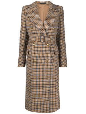 TAGLIATORE check belted double-breasted coat - Neutrals