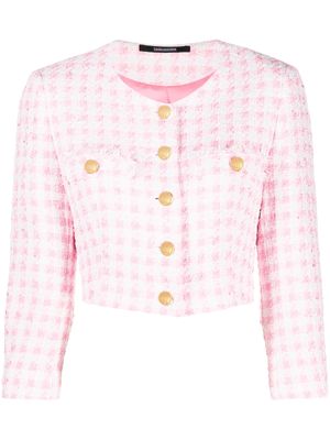 Tagliatore check-pattern cropped jacket - Pink