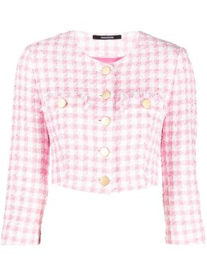 Tagliatore check-print cropped jacket - Pink