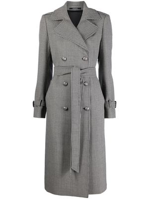 Tagliatore checked double-breasted trench coat - Black