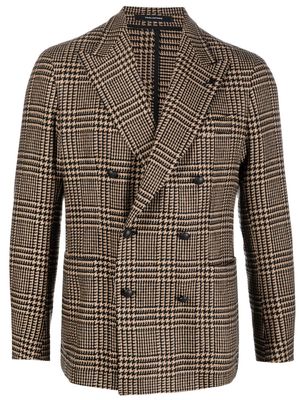 Tagliatore checked double-breasted wool blazer - Brown