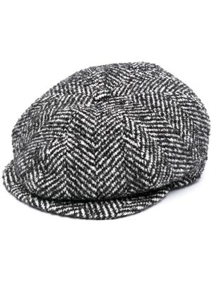 Tagliatore chevron-knit wool flat cap - Black