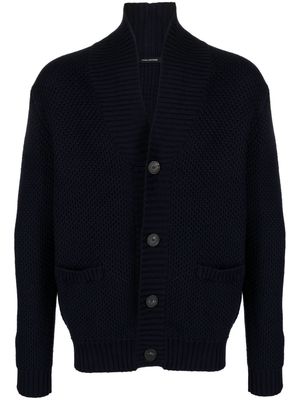 Tagliatore chunky-knit virgin wool cardigan - Blue