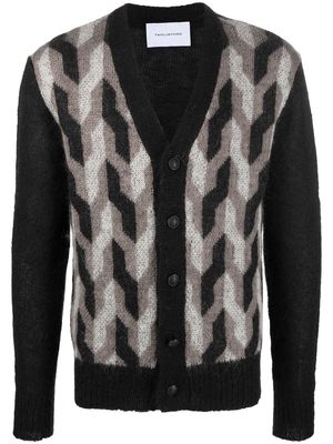 Tagliatore Club patterned intarsia-knit cardigan - Black