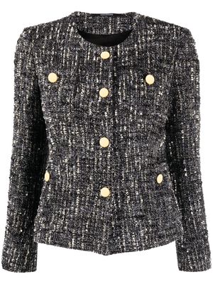 Tagliatore collarless tweed jacket - Black