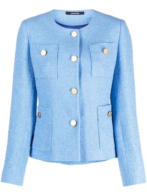 Tagliatore collarless tweed jacket - Blue