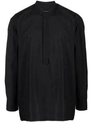 Tagliatore concealed-fastening collarless cotton shirt - Black