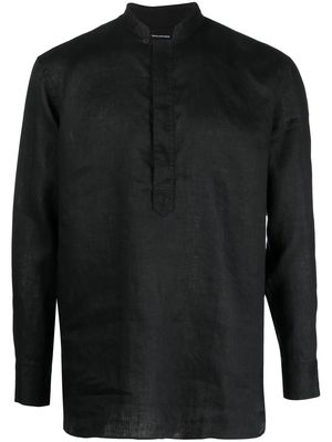 Tagliatore concealed fastening collarless shirt - Black