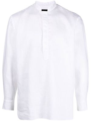 Tagliatore concealed fastening collarless shirt - White