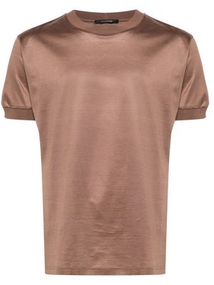 Tagliatore crew-neck cotton T-shirt - Brown
