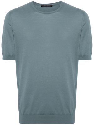 Tagliatore crew-neck fine-knit T-shirt - Blue