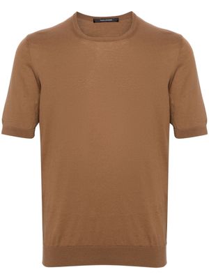 Tagliatore crew-neck fine-knit T-shirt - Brown