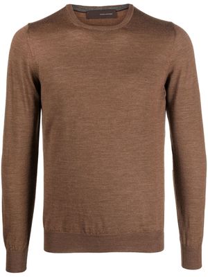 Tagliatore crew neck wool sweater - Brown