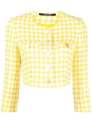 Tagliatore cropped check-pattern jacket - Yellow