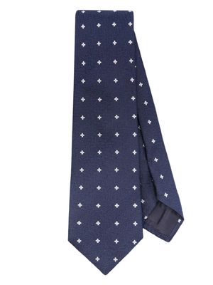 Tagliatore cross-print silk tie - Blue