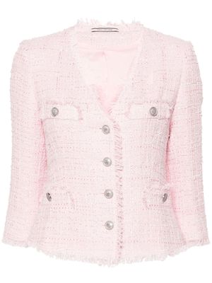Tagliatore crossover-neck tweed blazer - Pink