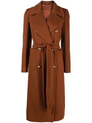 Tagliatore double-breasted belted coat - Brown