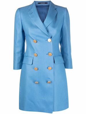 Tagliatore double-breasted crop-sleeve coat - Blue