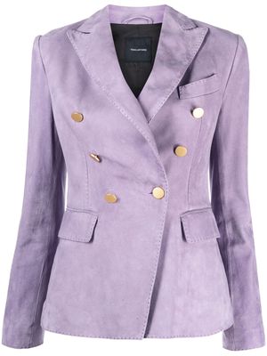 Tagliatore double-breasted leather suede blazer - Purple