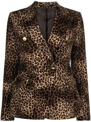 Tagliatore double-breasted leopard-print blazer - Brown