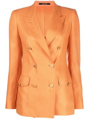 Tagliatore double-breasted linen blazer - Orange