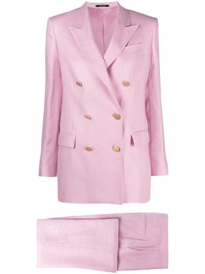 Tagliatore double-breasted linen blazer set - Pink