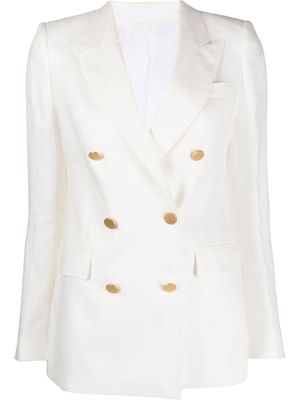 Tagliatore double-breasted linen blazer - White