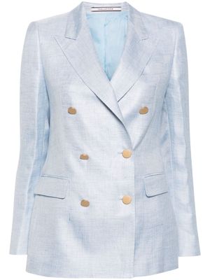 Tagliatore double-breasted linen-blend blazer - Blue