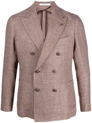 Tagliatore double-breasted linen jacket - Brown